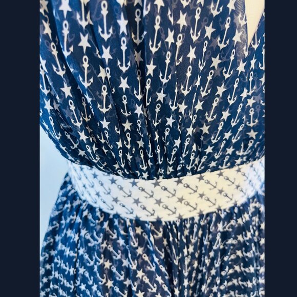 D&G Blue + White Anchor and Start Print Halter Dress - Size 40 (IT) - Picture 15 of 16